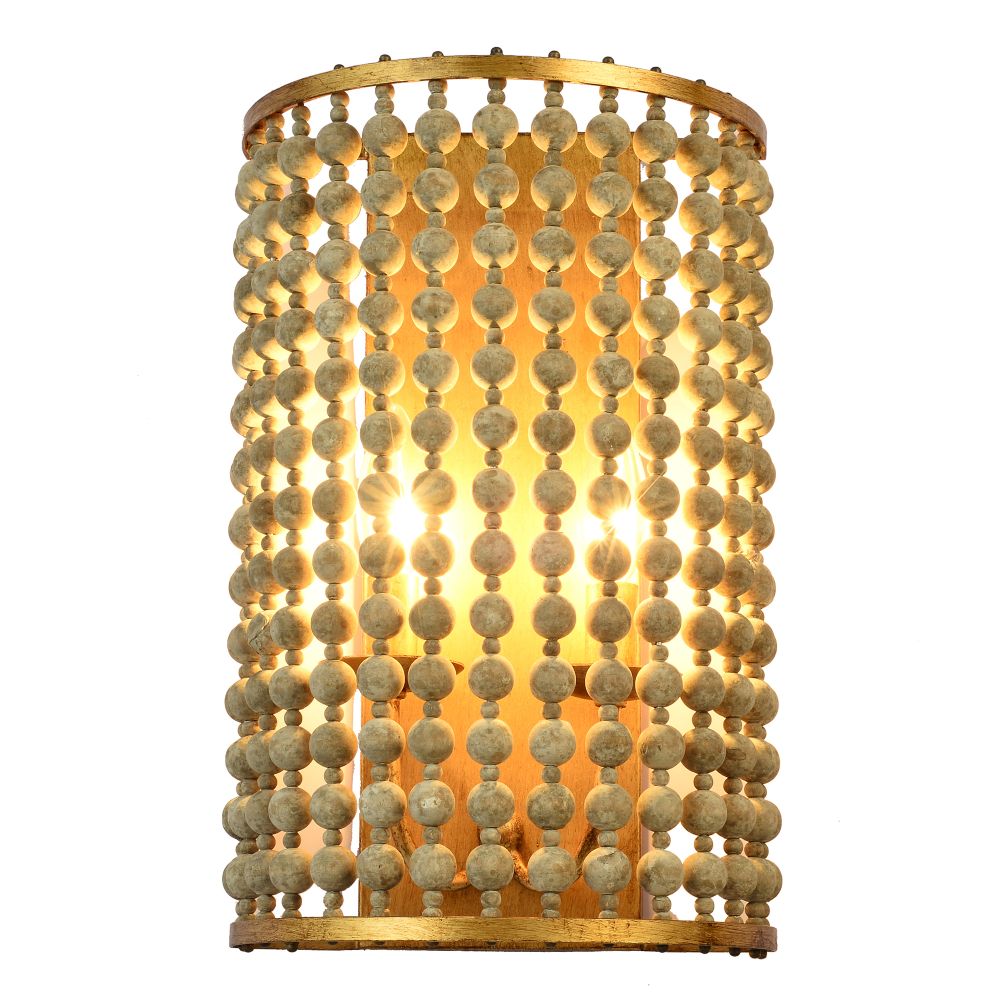 Terracotta Designs W7128-2 Lachina Double Sconce in Brushed Gold and aged wood
