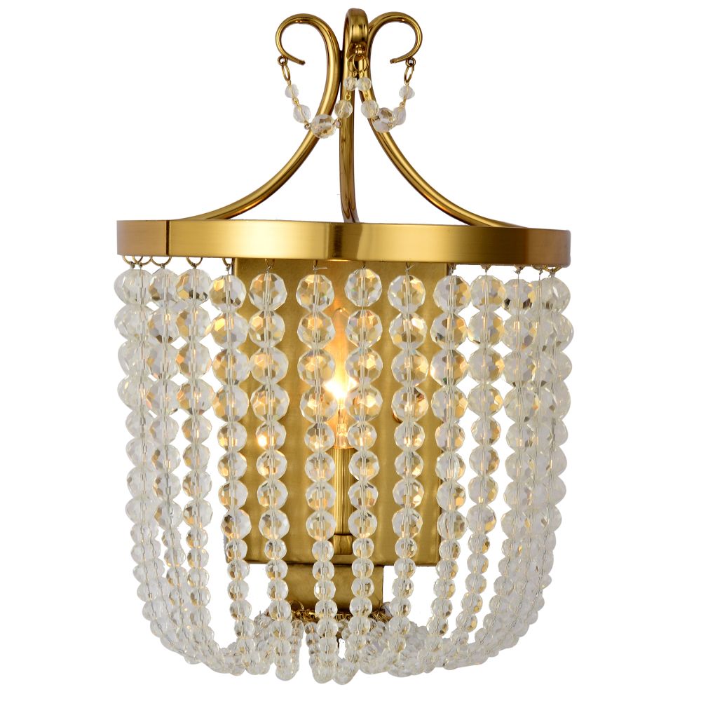 Terracotta Designs W7201-1 Darcia Crystal Single Sconce in Polished Brass and Crystals