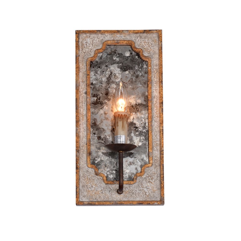 Terracotta Designs W8253-1 Nadia antique mirror wall sconce in Washed white