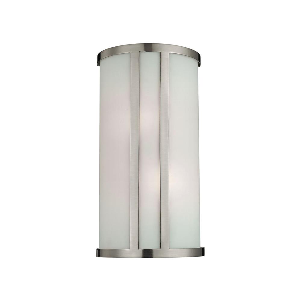Thomas Lighting 5102WS/20 Wall Sconces 2 Light Sconce In Brushed Nickel And White Glass
