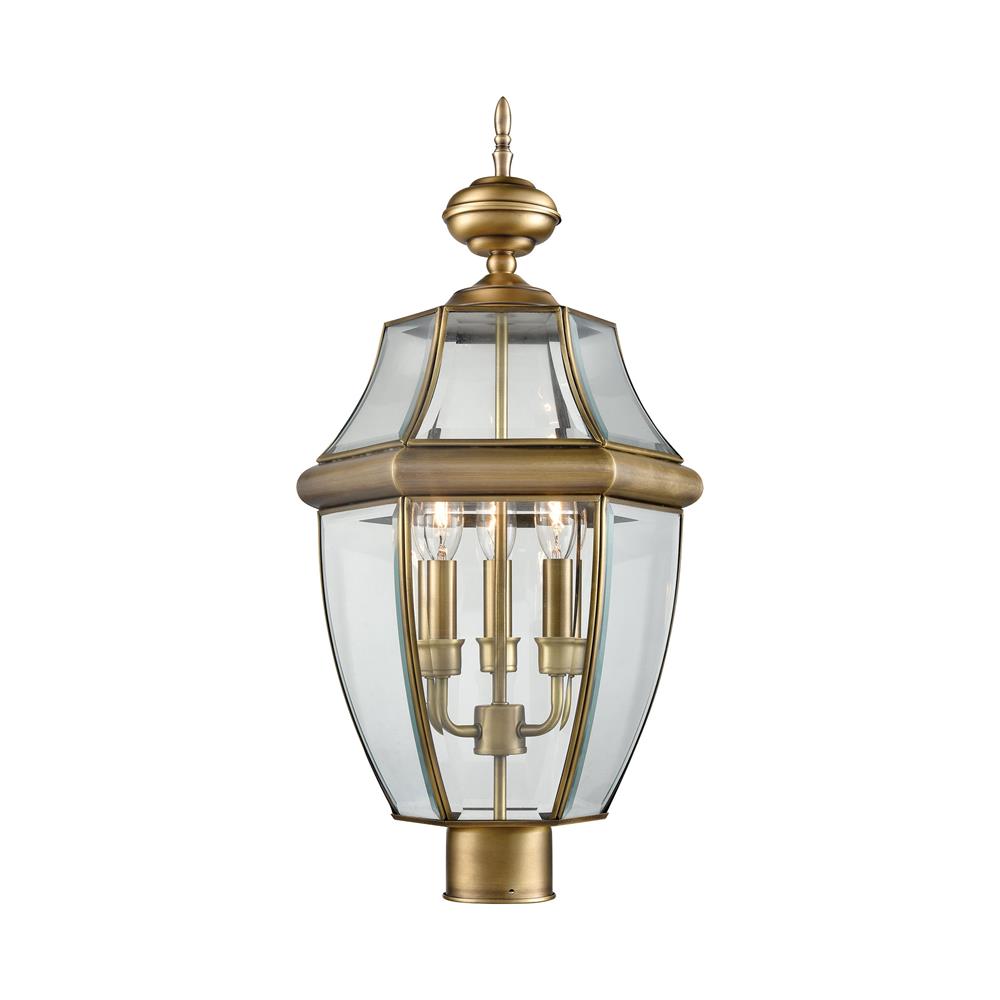 Thomas Lighting 8603EP/89 Ashford 3-Light Post Lantern in Antique Brass - Large