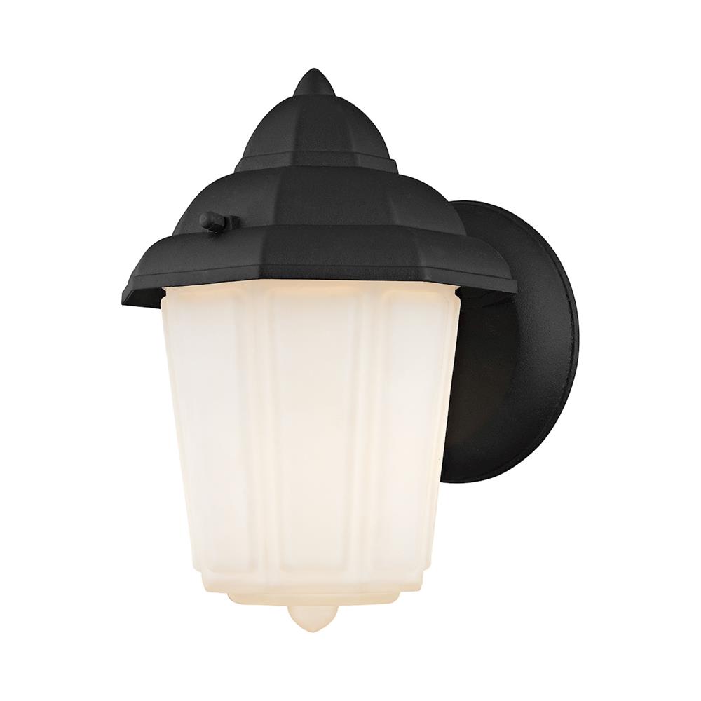 Thomas Lighting 9211EW/65 1 Light Outdoor Wall Sconce In Matte Black And White Glass