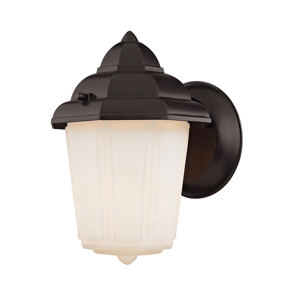 Thomas Lighting 9211EW/75 1 Light Outdoor Wall Sconce In Oil Rubbed Bronze And White Glass