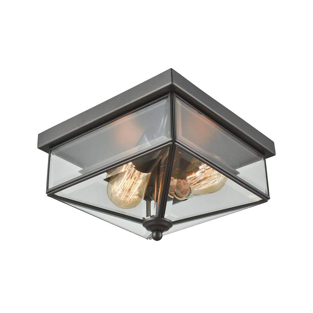 Thomas Lighting CE9202310 Lankford 2 Light Outdoor Flush In Oil Rubbed Bronze With Clear Glass