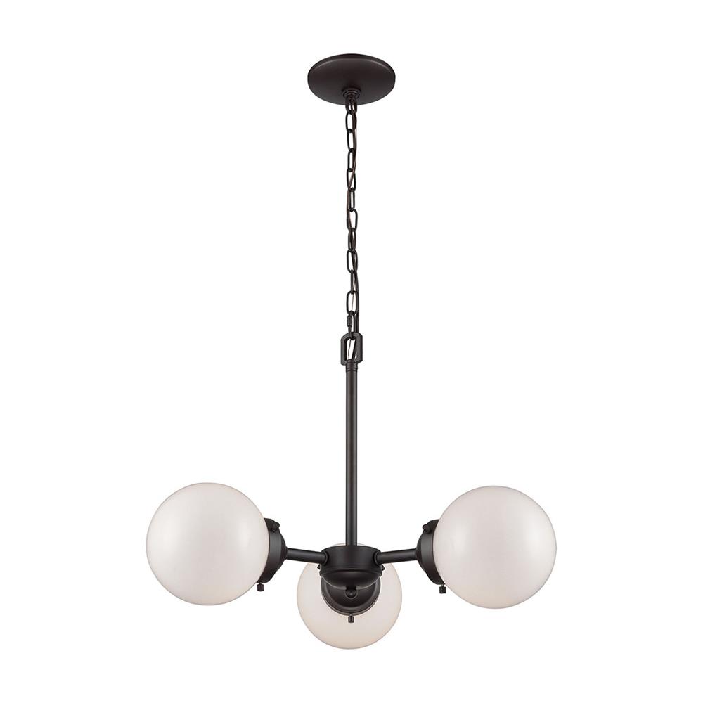 Thomas Lighting CN120321 Beckett 3 Light Chandelier In Oil Rubbed Bronze With Opal White Glass