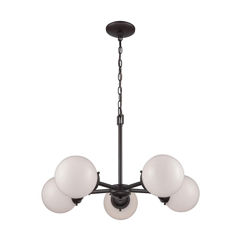 Thomas Lighting CN120521 Beckett 5 Light Chandelier In Oil Rubbed Bronze With Opal White Glass