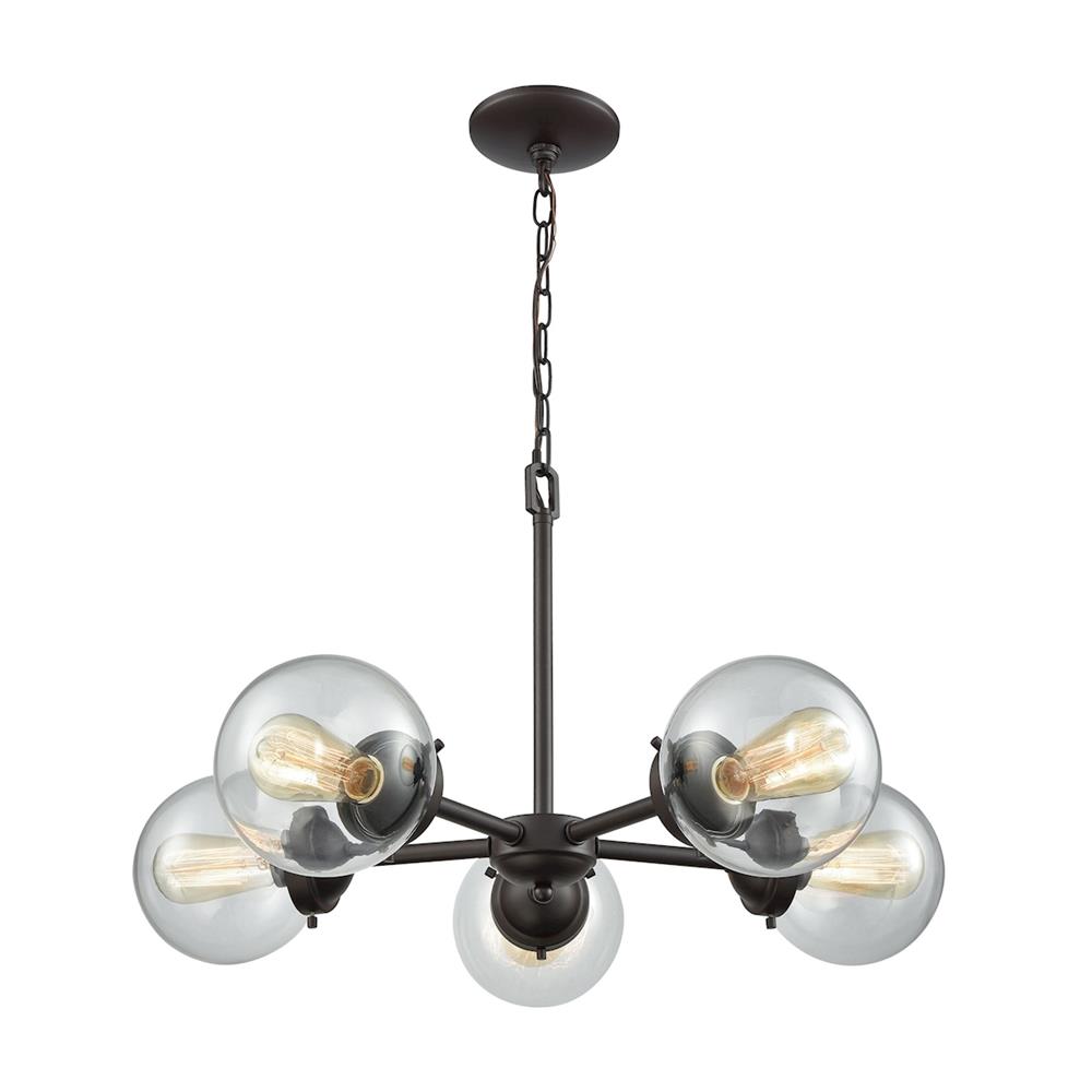 Thomas Lighting CN129521 Beckett 5 Light Chandelier In Oil Rubbed Bronze With Clear Glass