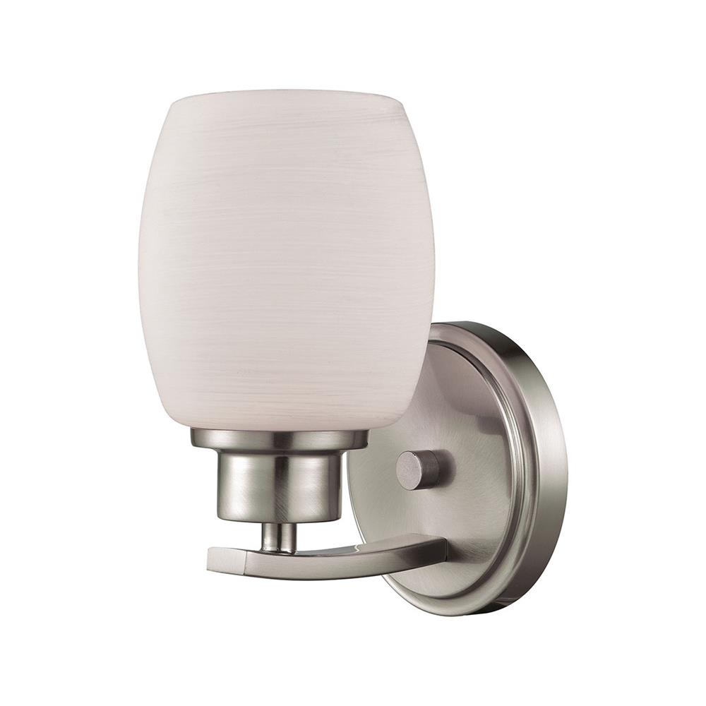 Thomas Lighting CN170172 Casual Mission 1 Light Bath In Brushed Nickel With White Lined Glass