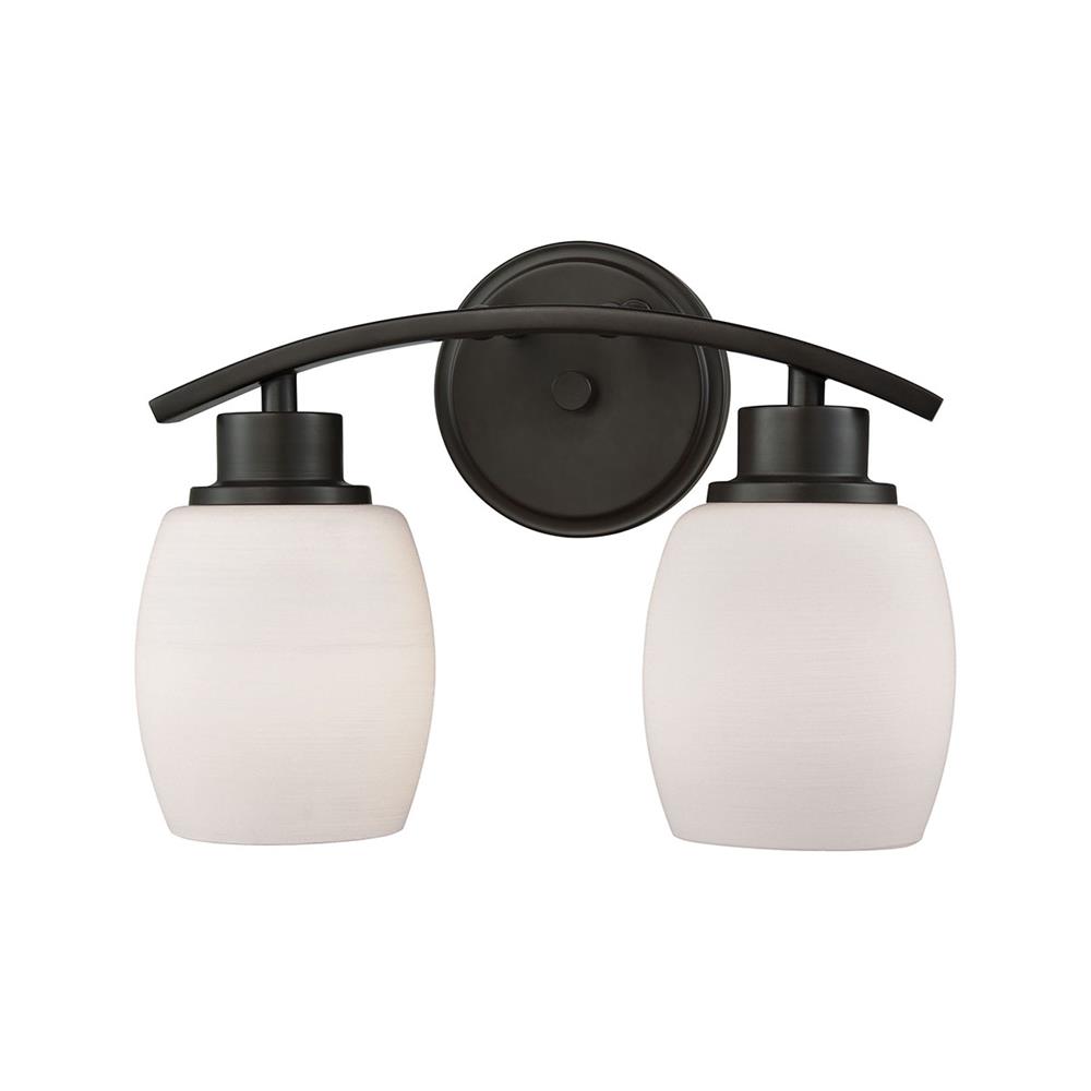 Thomas Lighting CN170211 Casual Mission 2 Light Bath In Oil Rubbed Bronze With White Lined Glass