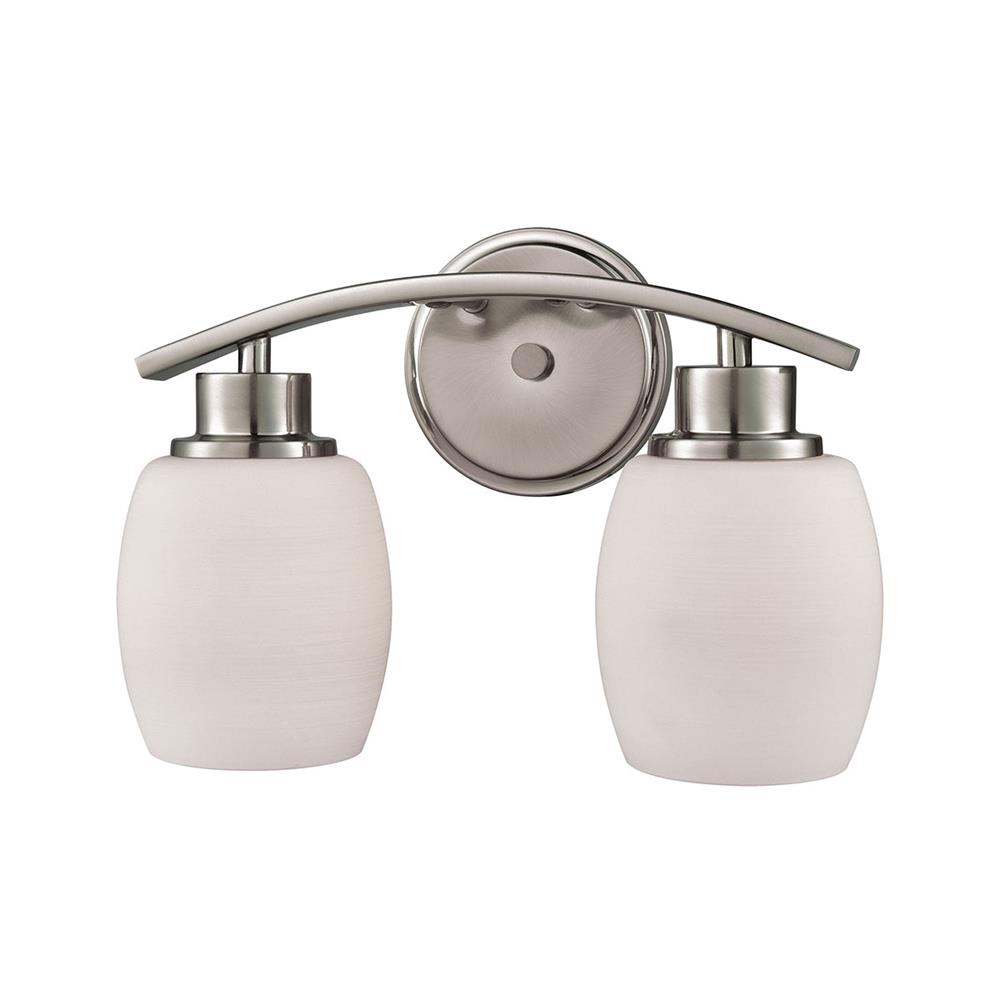 Thomas Lighting CN170212 Casual Mission 2 Light Bath In Brushed Nickel With White Lined Glass