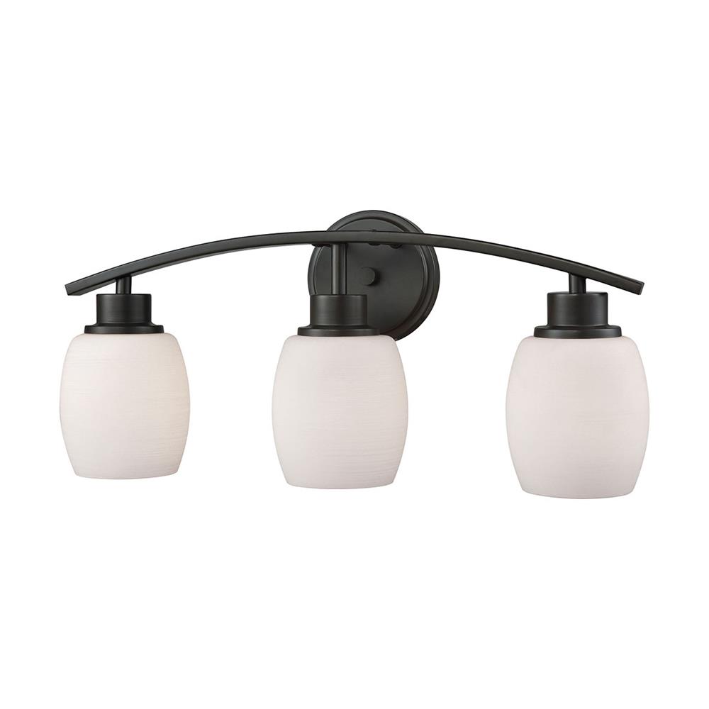 Thomas Lighting CN170311 Casual Mission 3 Light Bath In Oil Rubbed Bronze With White Lined Glass