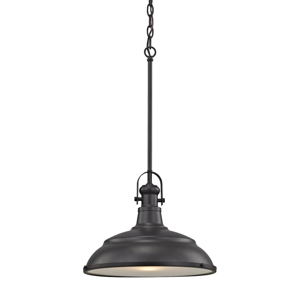 Thomas Lighting CN200141 Blakesley 1 Light Pendant In Oil Rubbed Bronze With Frosted Glass.