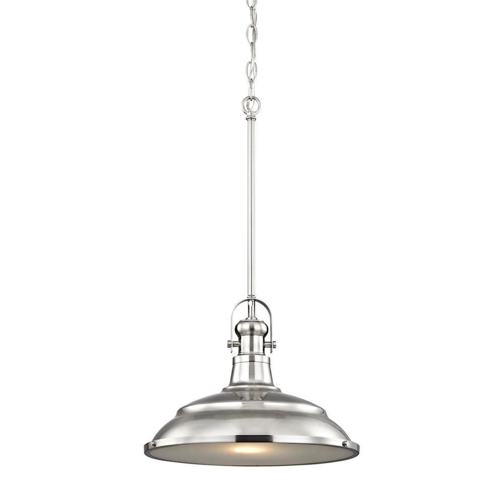 Thomas Lighting CN200142 Blakesley 1 Light Pendant In Brushed Nickel With Frosted Glass.