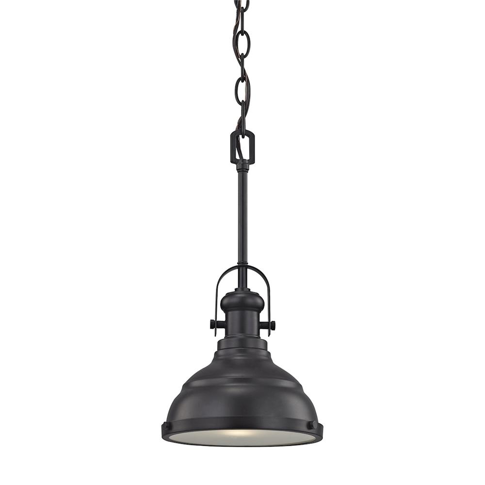Thomas Lighting CN200151 Blakesley 1 Light Pendant In Oil Rubbed Bronze With Frosted Glass.