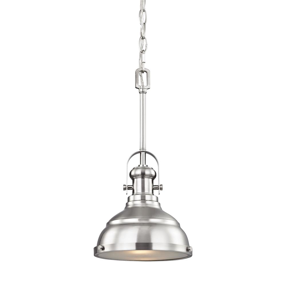 Thomas Lighting CN200152 Blakesley 1 Light Pendant In Brushed Nickel With Frosted Glass.