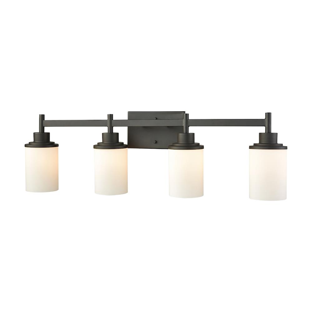 Thomas Lighting CN575411 Belmar 4 Light Bath In Oil Rubbed Bronze With Opal White Glass