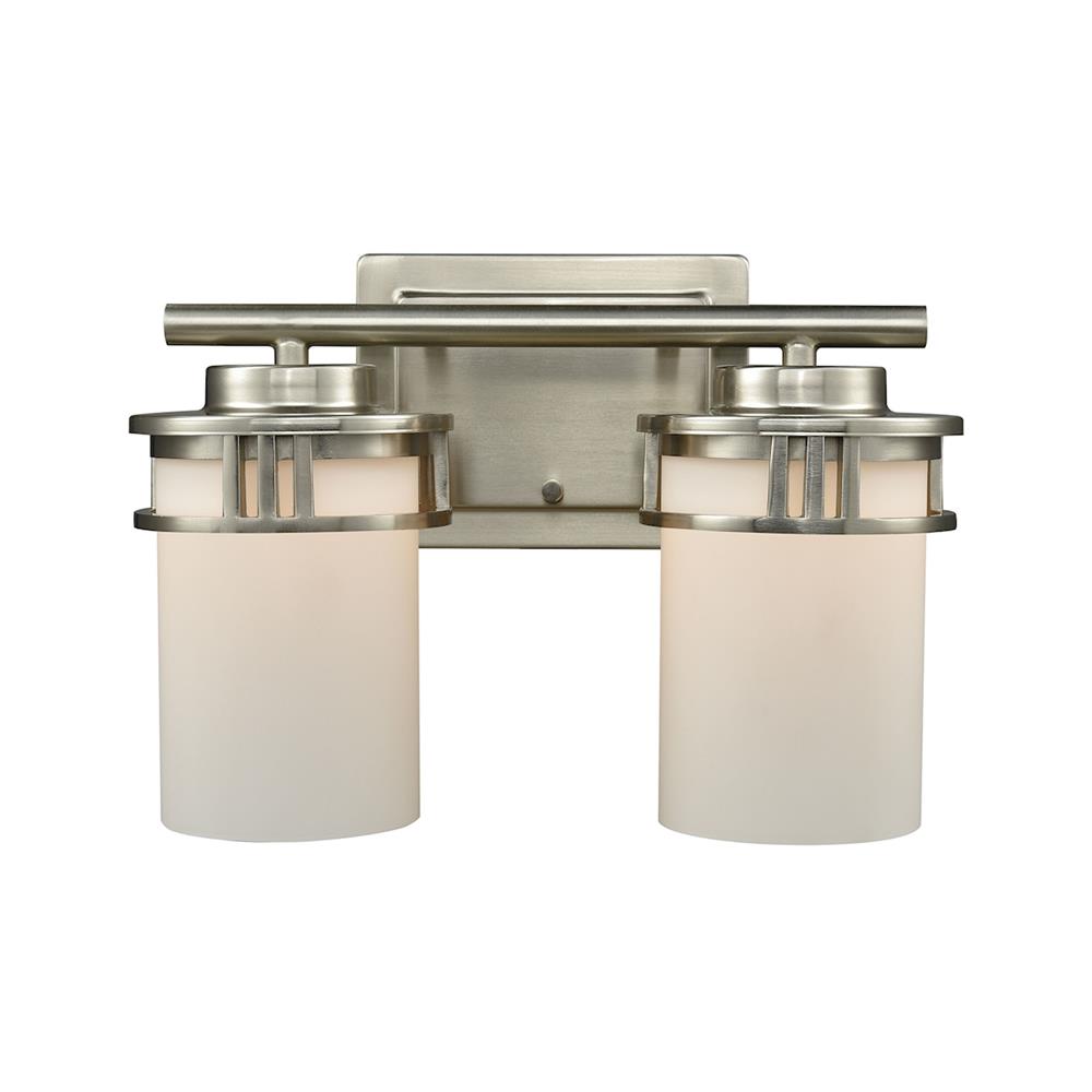 Thomas Lighting CN578212 Ravendale 2 Light Bath In Brushed Nickel With Opal White Glass