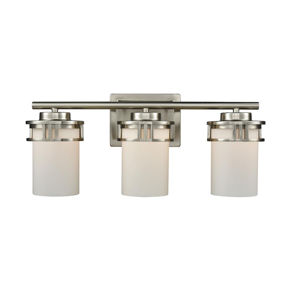Thomas Lighting CN578312 Ravendale 3 Light Bath In Brushed Nickel With Opal White Glass