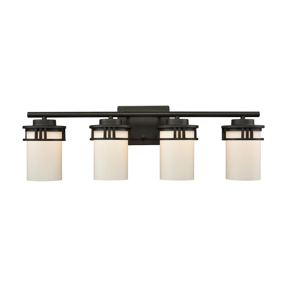 Thomas Lighting CN578411 Ravendale 4 Light Bath In Oil Rubbed Bronze With Opal White Glass