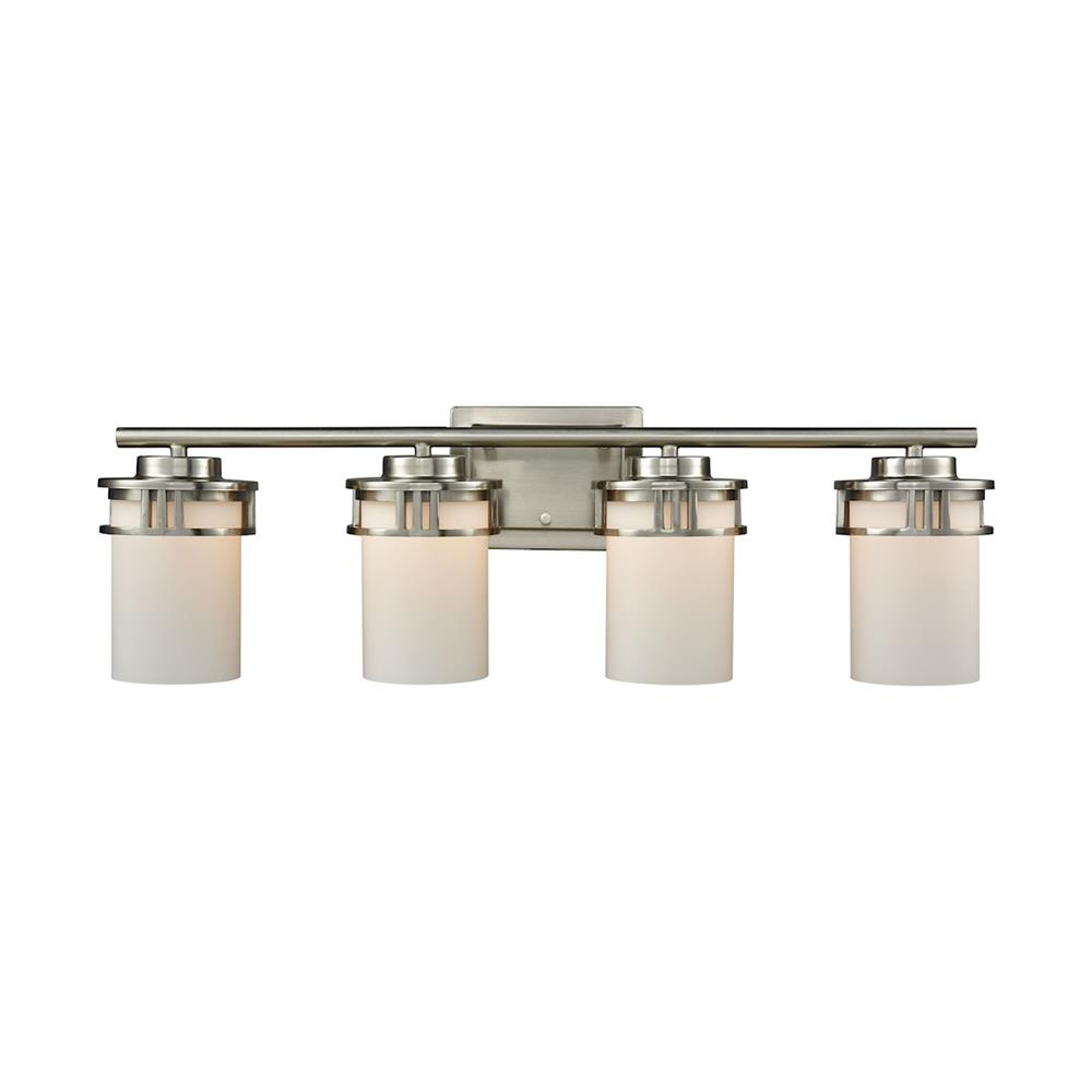 Thomas Lighting CN578412 Ravendale 4 Light Bath In Brushed Nickel With Opal White Glass