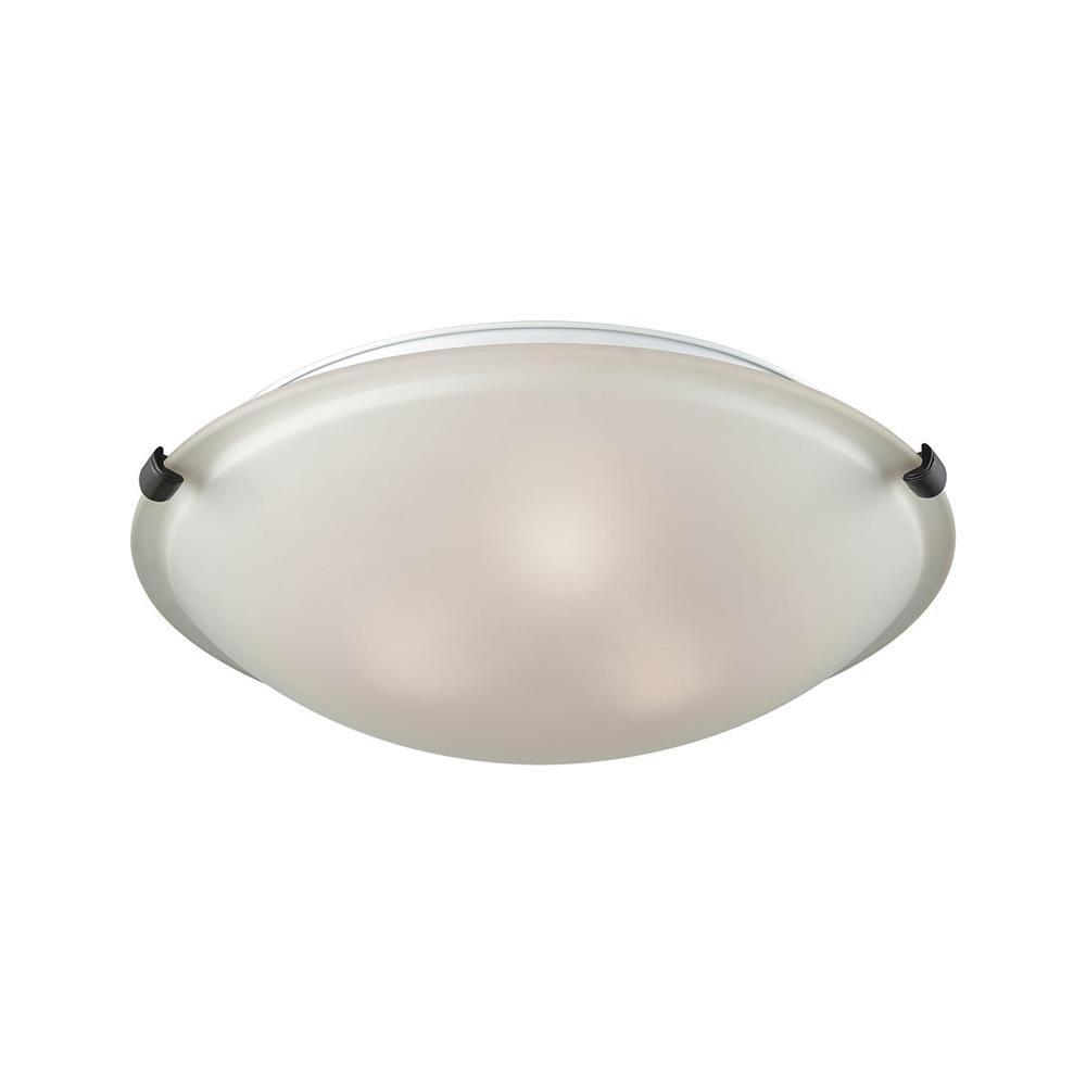 Thomas Lighting CN734399 Sunglow 3 Light Flush With White Glass And Oil Rubbed Bronze And Brushed Nickel Clips Included