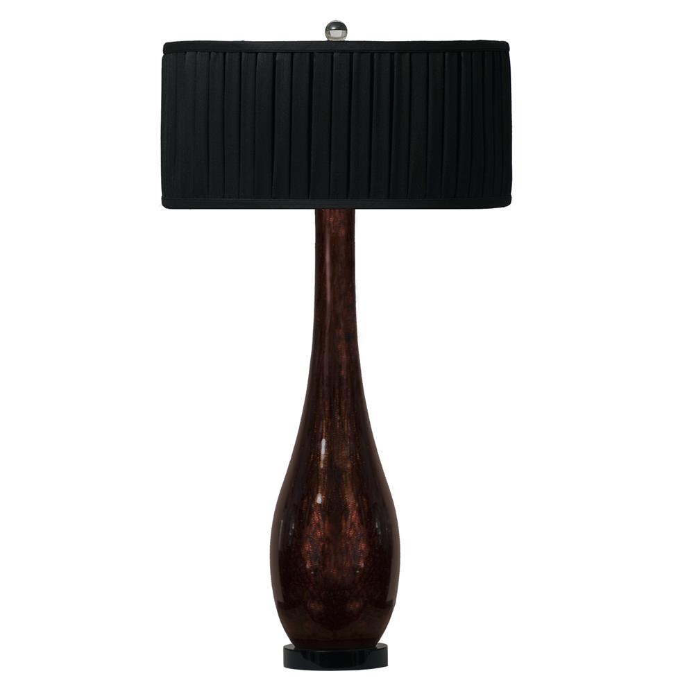 Thumprints 1002-C05-TL01 Bronze Beauty Table Lamp in Black and Bronze Glitter Glass with Glass Finial and Black Pleated Shade