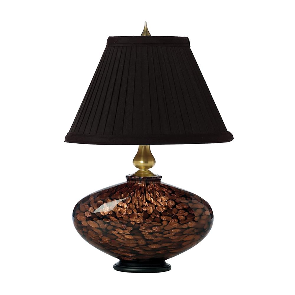 Thumprints 1012-C05-TL01 Cache Table Lamp in Gold and Black Glitter Glass with Brushed Gold Accents and Black Pleated Shade