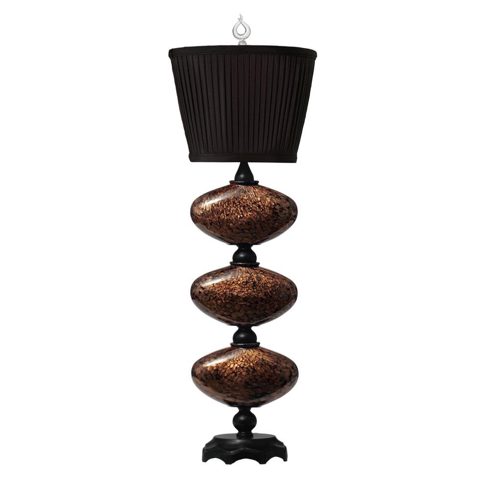 Thumprints 1035-C06-TL01 Marilyn Table Lamp in Black and Gold Glitter Glass with Glass Finial and Black Pleated Shade