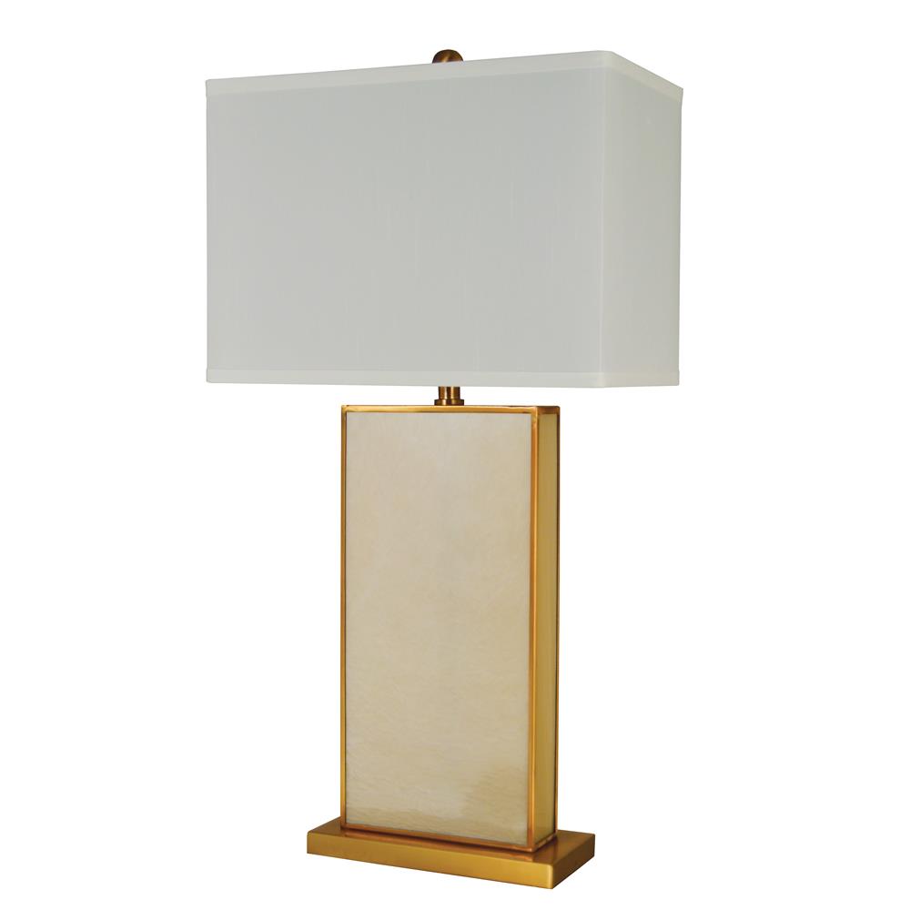 Thumprints 1277-ASL-2190 Grecian Table Lamp in Textured Acrylic and Satin Brass with Off White Shade