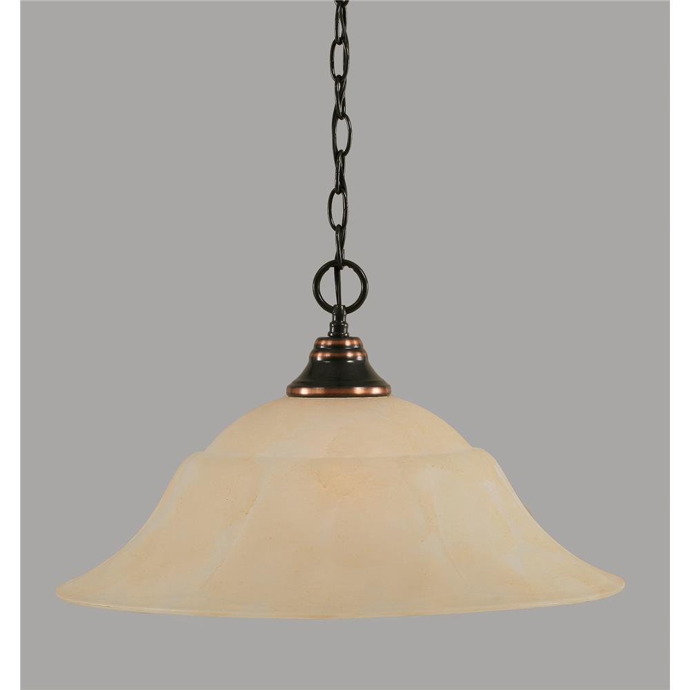 Toltec Lighting 10-BC-53813 Chain Hung Pendant Shown In Black Copper Finish With 20" Amber Marble Glass