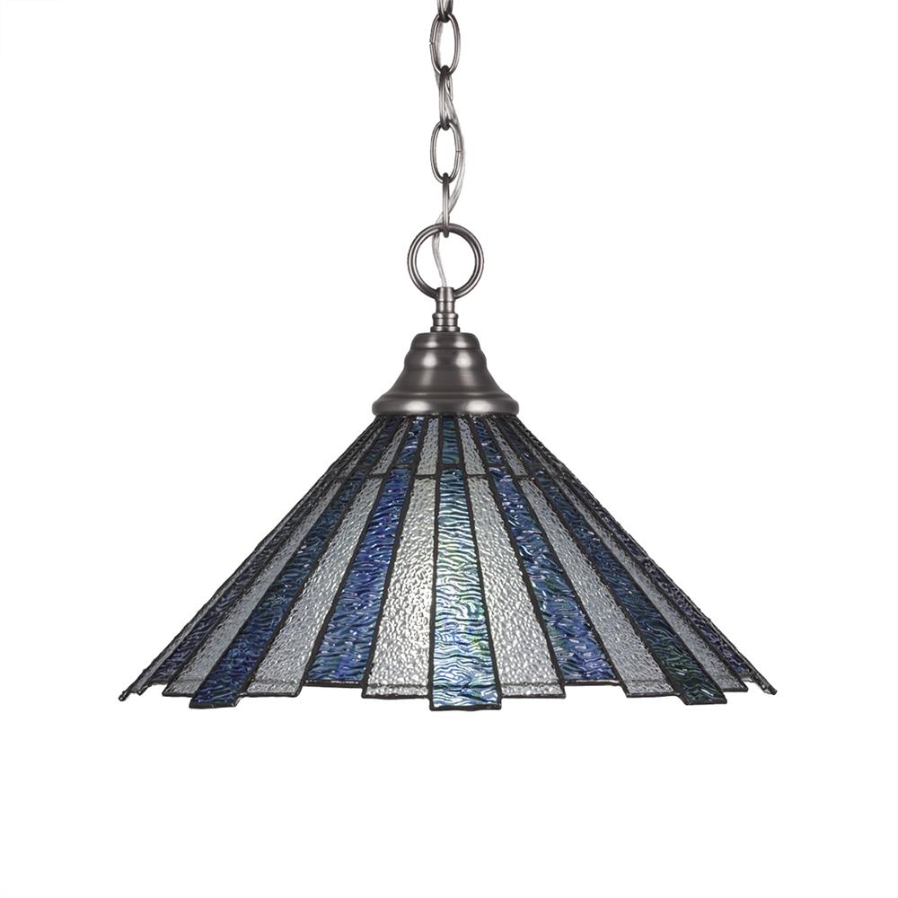 Toltec Lighting 10-BN-932 Chain Hung Pendant Shown In Brushed Nickel Finish With 16" Sea Ice Tiffany Glass