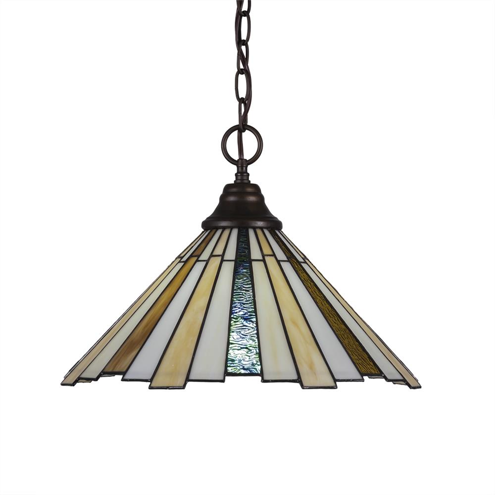Toltec Lighting 10-BRZ-933 Chain Hung Pendant Shown In Bronze Finish With 16" Sequoia Tiffany Glass