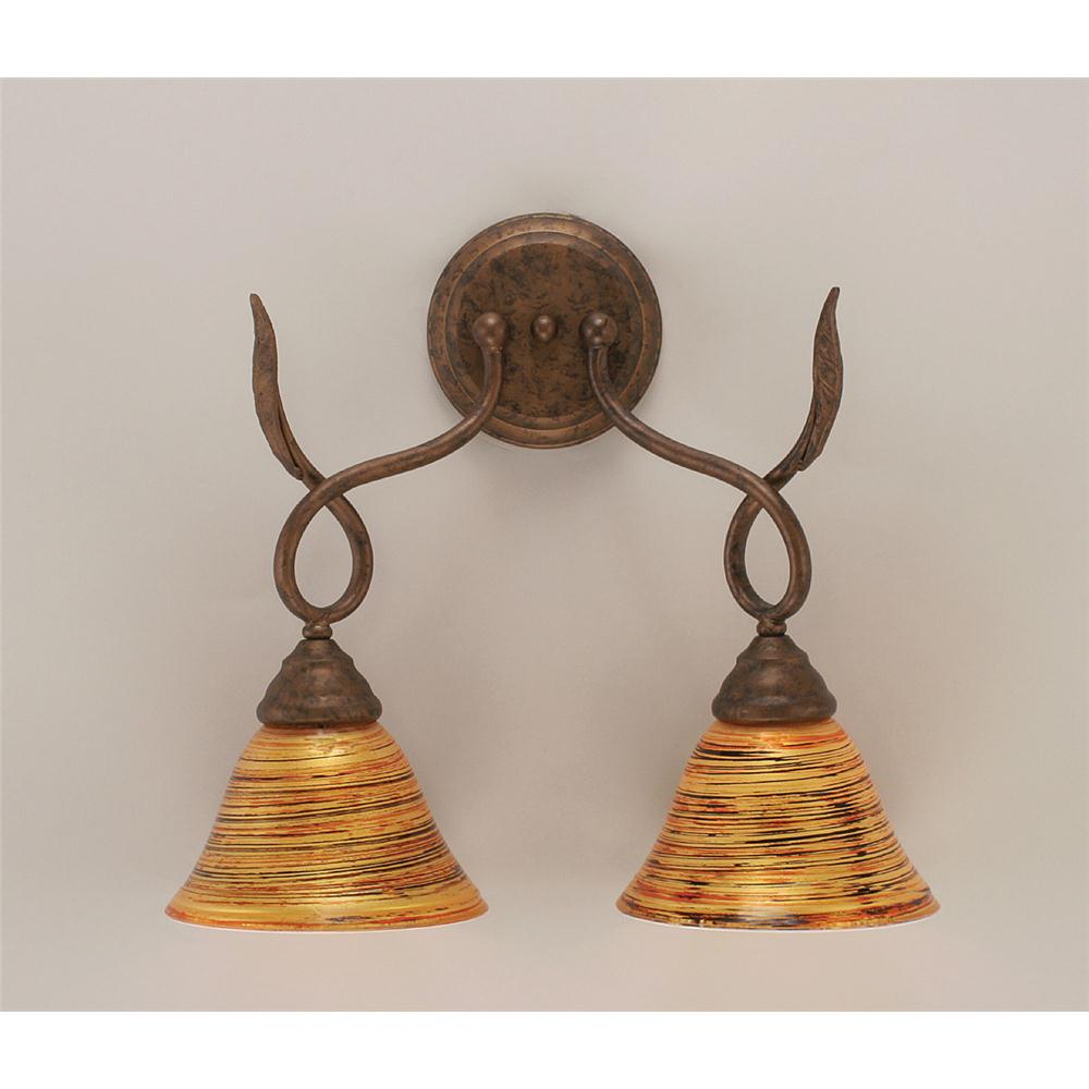 Toltec Lighting 110-BRZ-454 Bronze Finish 2 Light Wall Sconce With 7 in. Firré Saturn Glass Shade