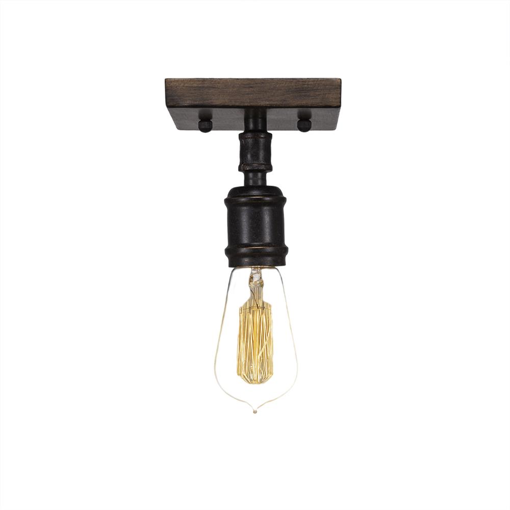 Toltec Lighting 1141-AT18 Portland 1 Light Semi-Flush With Amber Antique Bulb