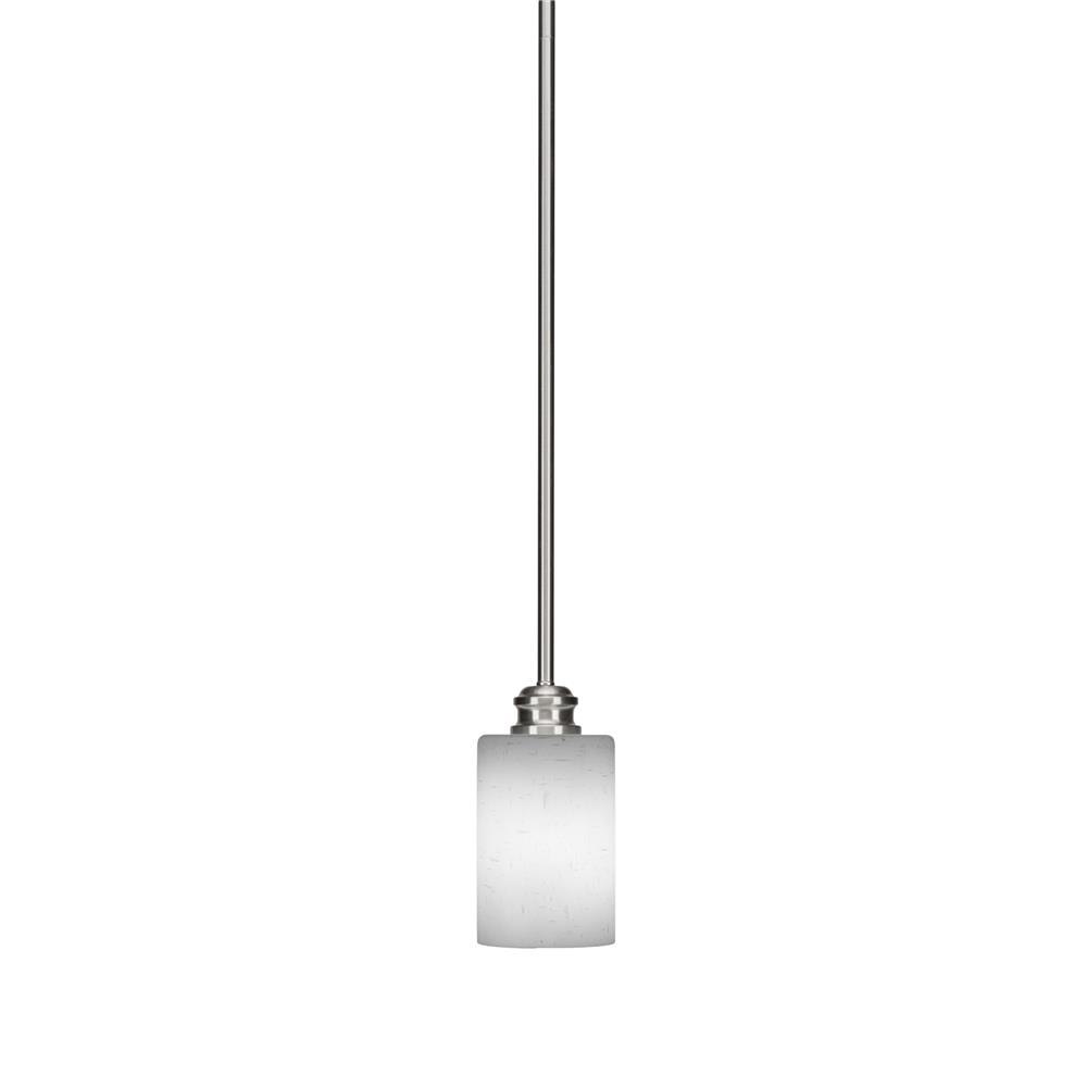 Toltec Lighting 1151-BN-310 Edge Stem Mini Pendant Shown In Brushed Nickel Finish With 4" White Muslin Glass