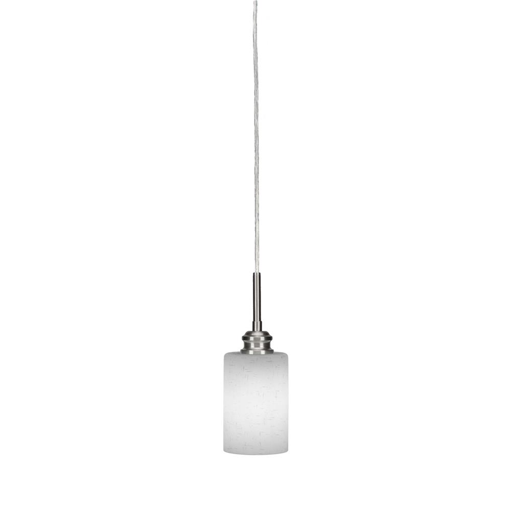 Toltec Lighting 1152-BN-310 Edge Cord Mini Pendant Shown In Brushed Nickel Finish With 4" White Muslin Glass