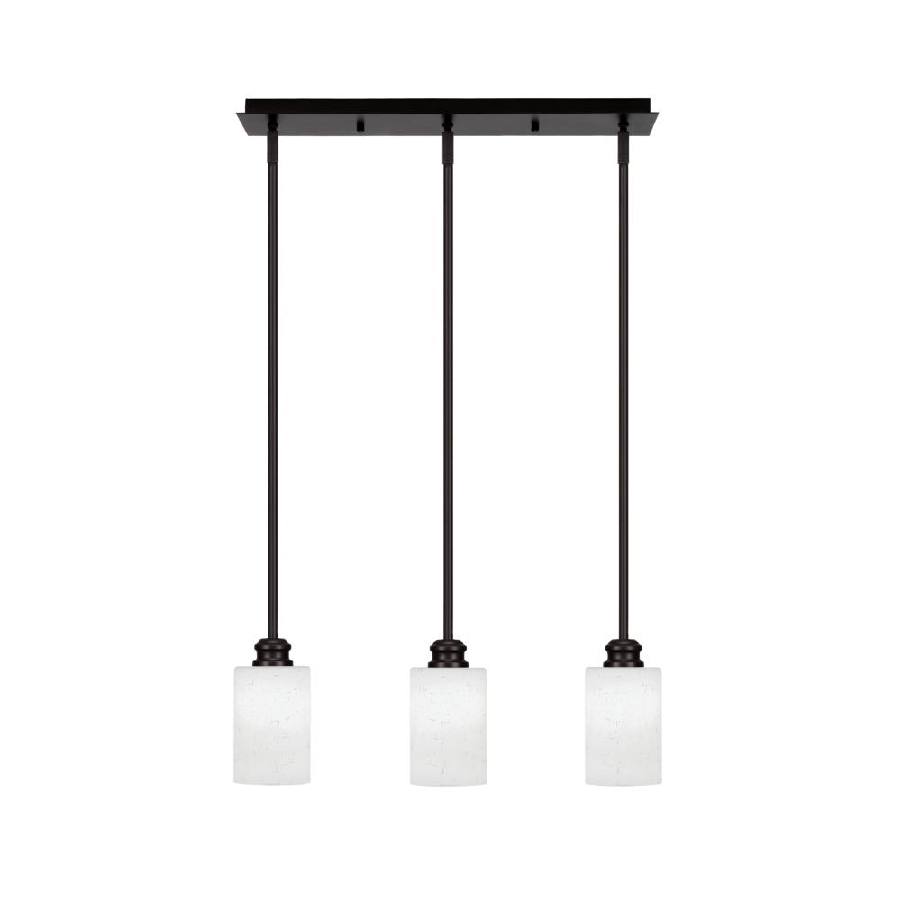 Toltec Lighting 1153-ES-310 Edge 3 Light Linear Pendalier Shown In Espresso Finish With 4" White Muslin Glass