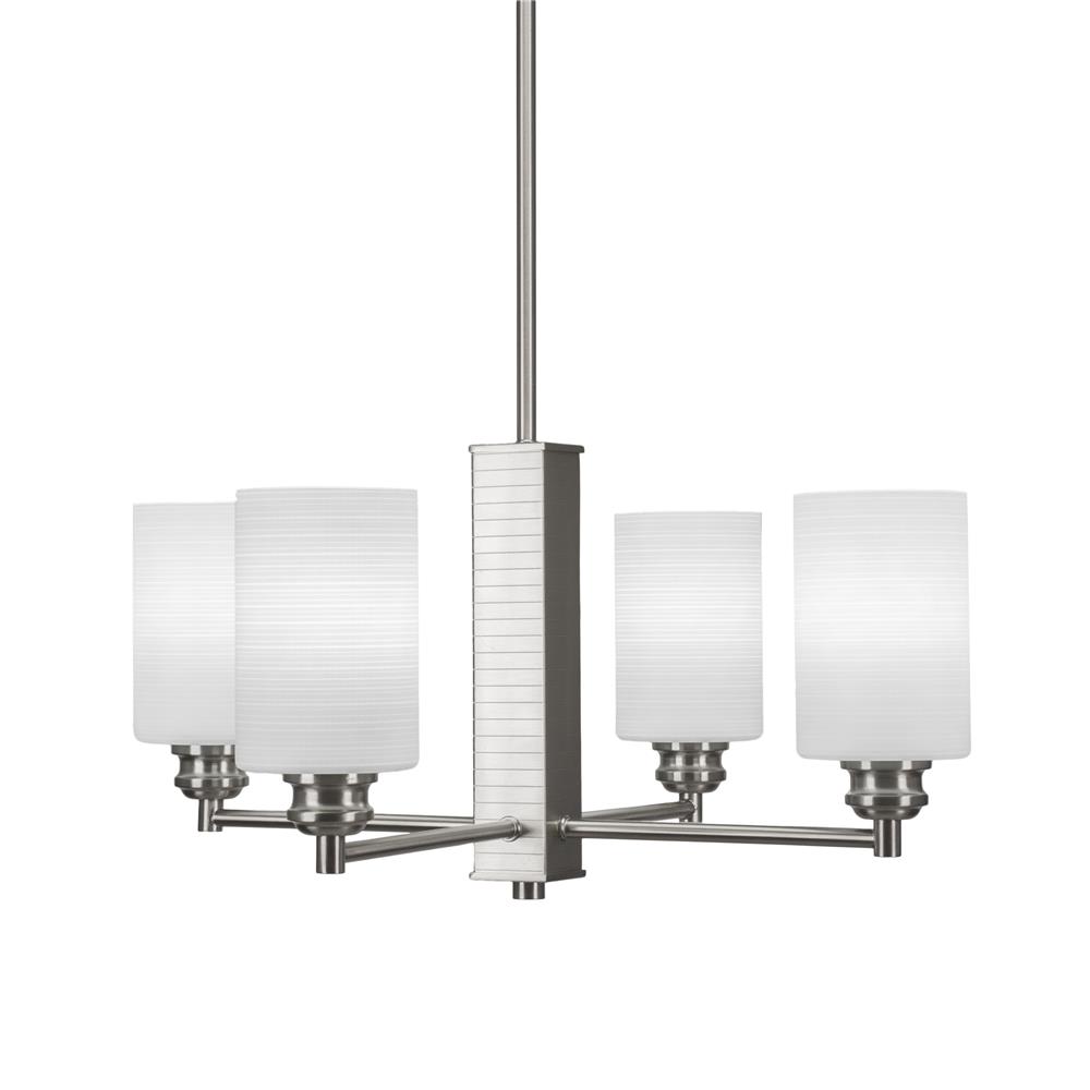 Toltec Lighting 1154-BN-4061 Edge 4 Light Chandelier Shown In Brushed Nickel Finish With 4" White Matrix Glass