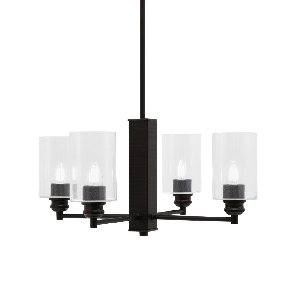 Toltec Lighting 1154-ES-300 Edge 4 Light Chandelier Shown In Espresso Finish With 4" Clear Bubble Glass