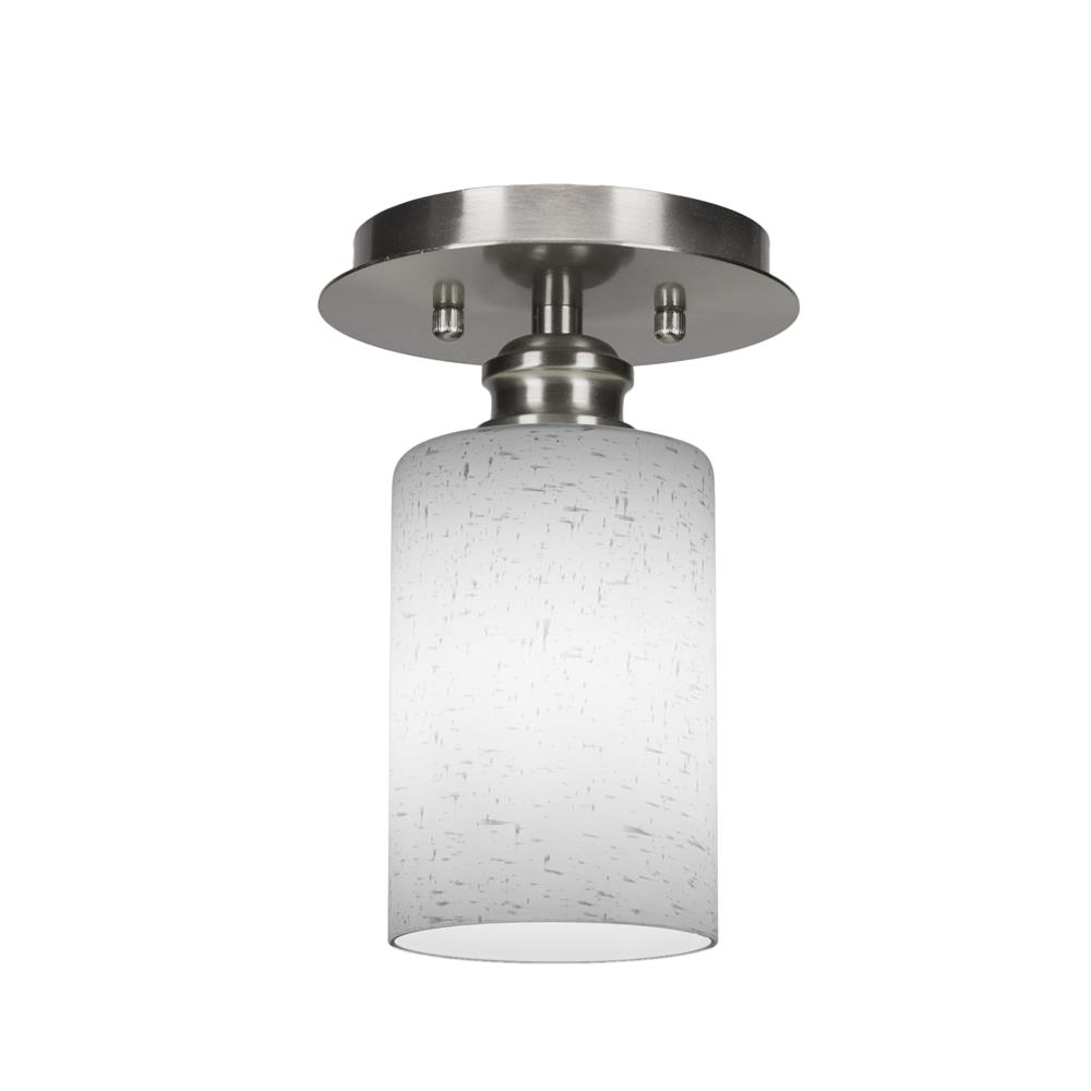 Toltec Lighting 1160-BN-310 Edge 1 Light Semi-Flush Shown In Brushed Nickel Finish With 4" White Muslin Glass