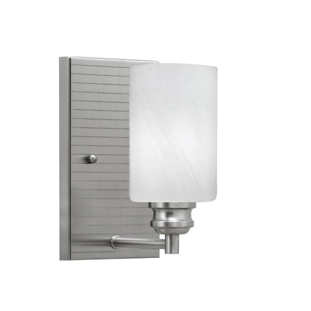 Toltec Lighting 1161-BN-3001 Edge Wall Sconce Shown In Brushed Nickel Finish With 4" White Marble Glass