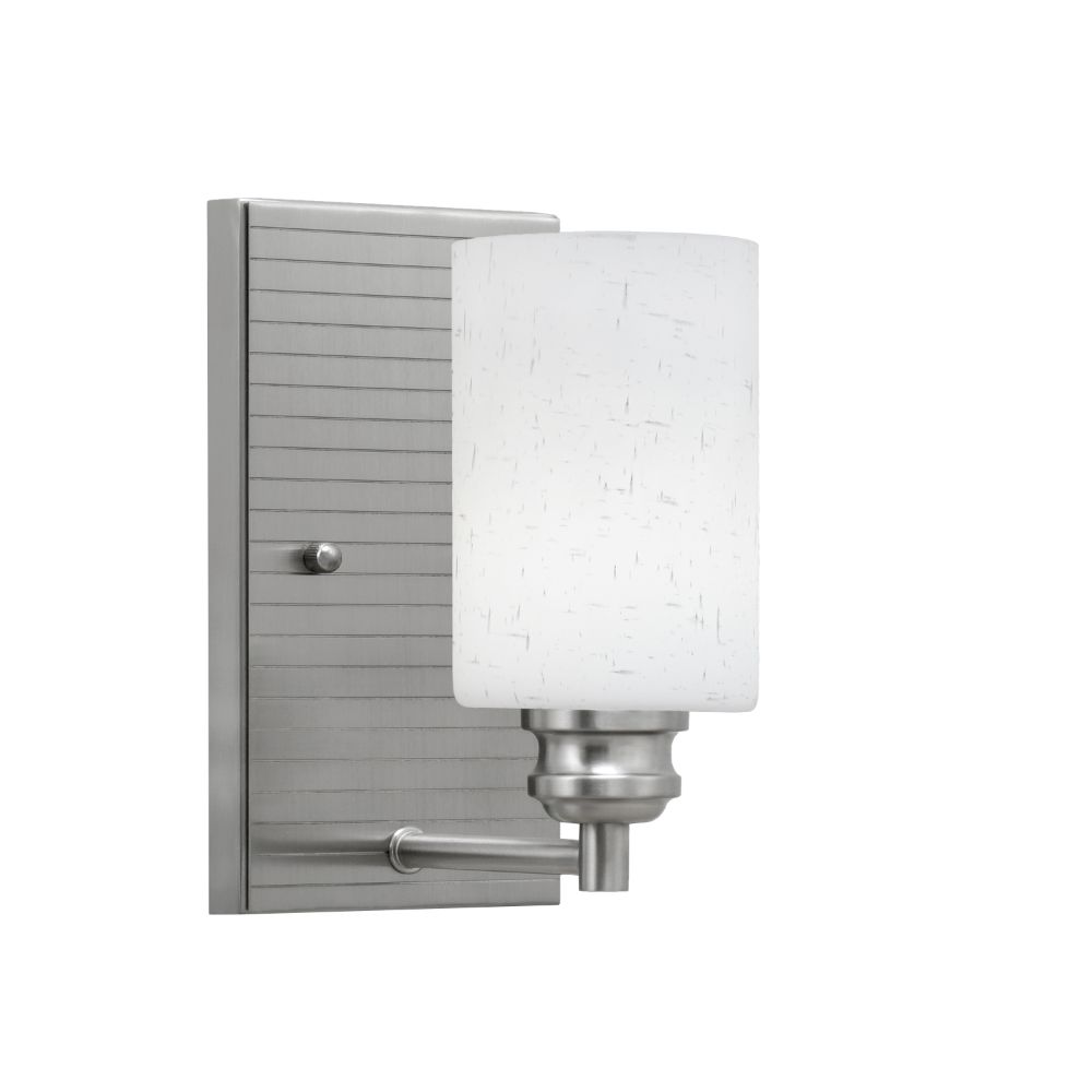 Toltec Lighting 1161-BN-310 Edge Wall Sconce Shown In Brushed Nickel Finish With 4” White Muslin Glass