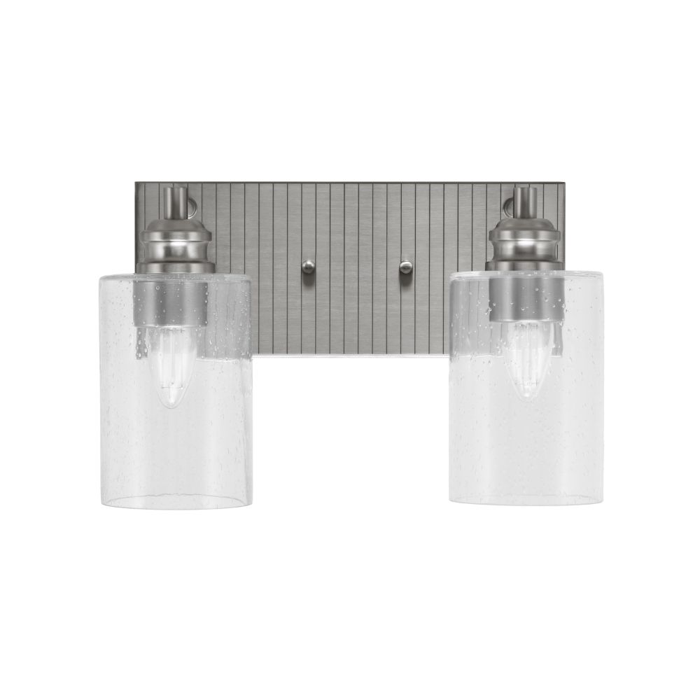 Toltec Lighting 1162-BN-300 Edge 2 Light Bath Bar Shown In Brushed Nickel Finish With 4” Clear Bubble Glass
