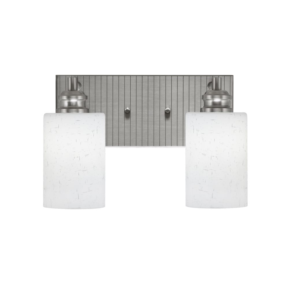 Toltec Lighting 1162-BN-310 Edge 2 Light Bath Bar Shown In Brushed Nickel Finish With 4" White Muslin Glass