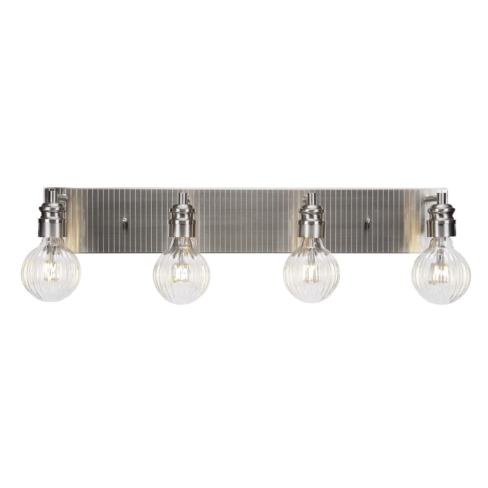 Toltec Lighting 1164-BN-LED45C Edge 4 Light Bath Bar Shown In Brushed Nickel Finish With 4 Watt LED Bulb