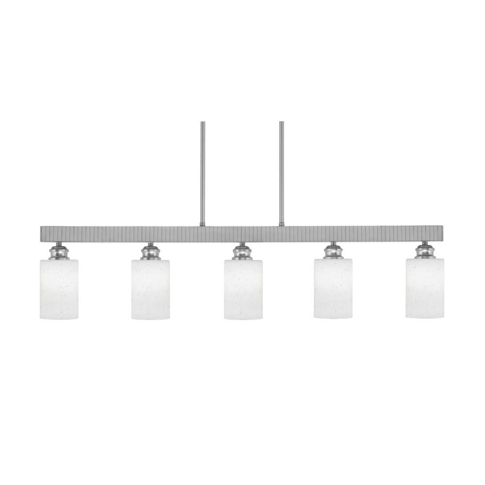 Toltec Lighting 1185-BN-310 Edge 5 Light Island Bar Shown In Brushed Nickel Finish With 4” White Muslin Glass