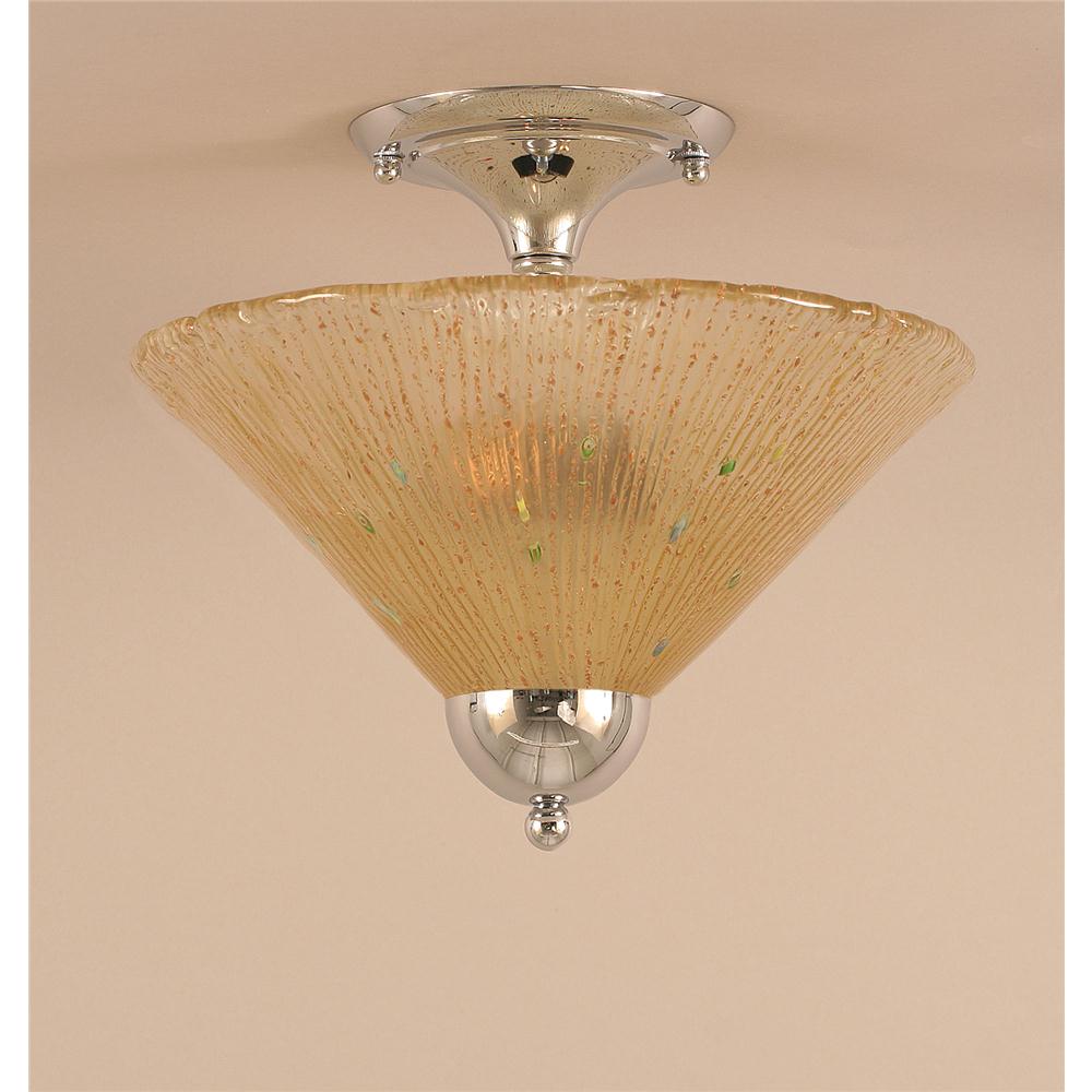 Toltec Lighting 120-CH-700 Semi-Flush Shown In Chrome Finish With 12 in. Amber Crystal Glass