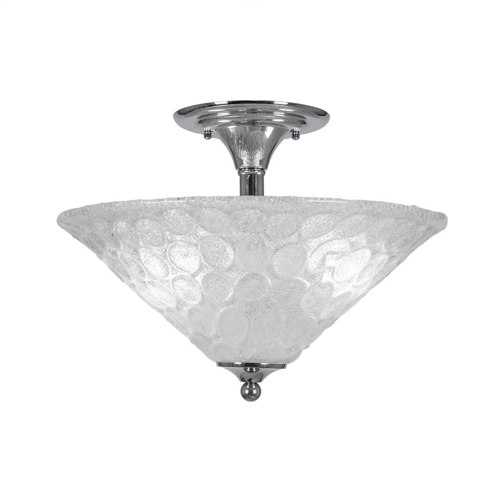 Toltec Lighting 121-CH-411 Semi-Flush with 2 Bulbs with 16 in. Italian Bubble Glass in Chrome