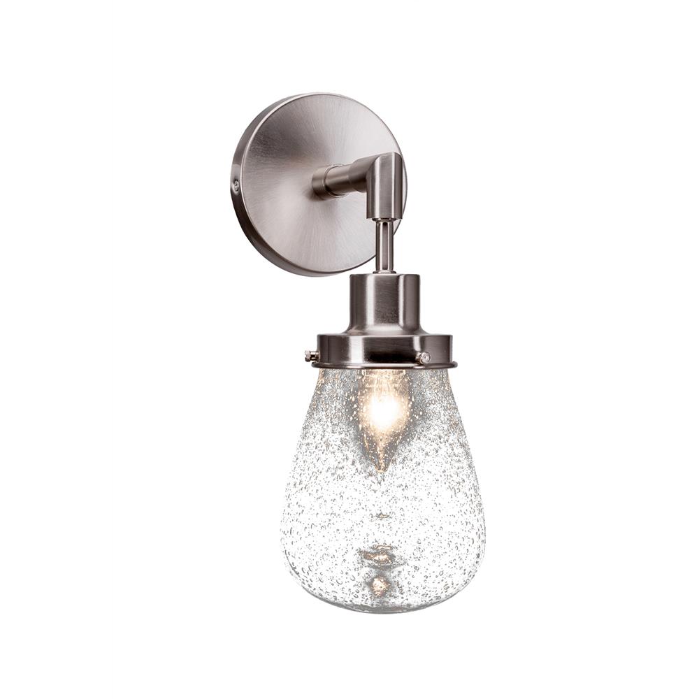 Toltec Lighting 1231-BN-471 Meridian 1 Light Wall Sconce Shown In Brushed Nickel Finish With 5” Clear Bubble Glass