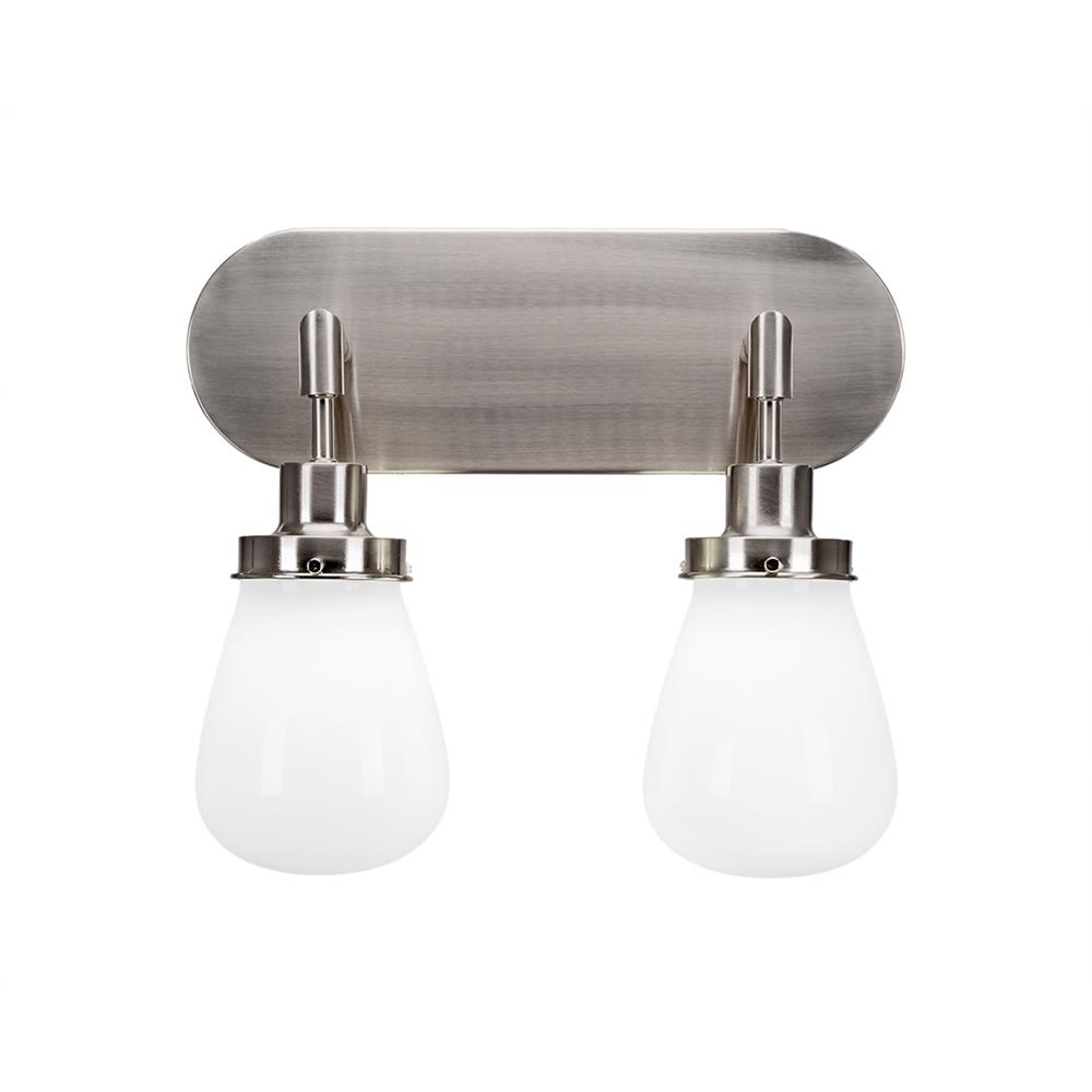 Toltec Lighting 1232-BN-470 Meridian 2 Light Bath Bar Shown In Brushed Nickel Finish With 5” White Glass
